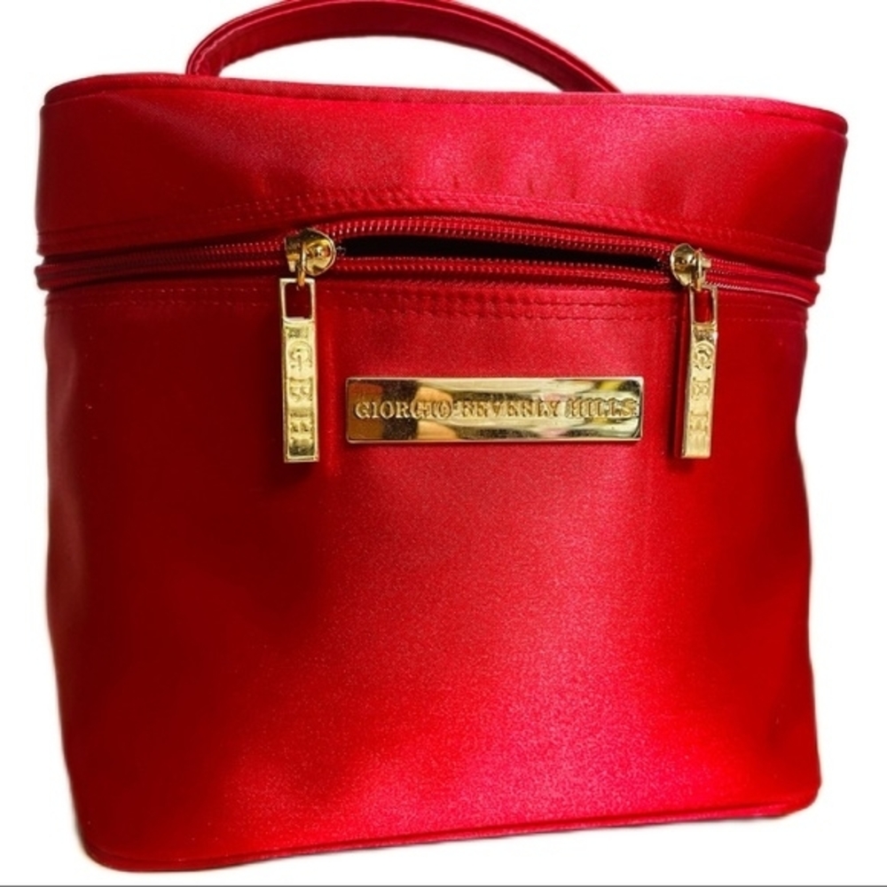 New Giorgio Beverly Hills Red Train Case Cosmetic Bag